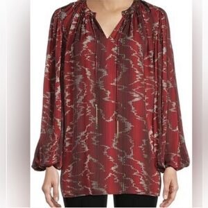 Boss Hugo Boss Sz 4 Leyela Blouse Red black Gold Workwear Classic